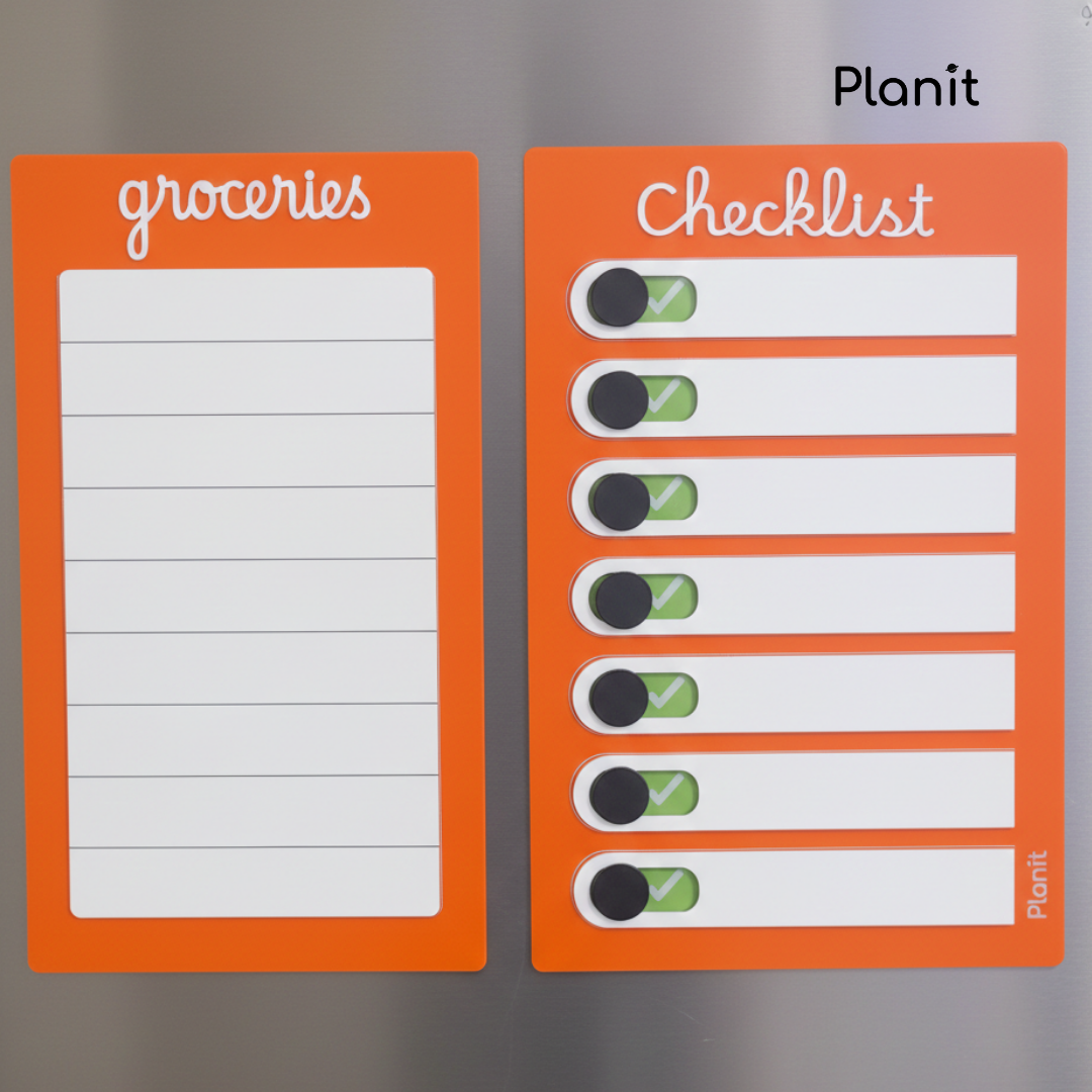 Checklist Tracker and Groceries To-buy Board (With Stand+Magnet)