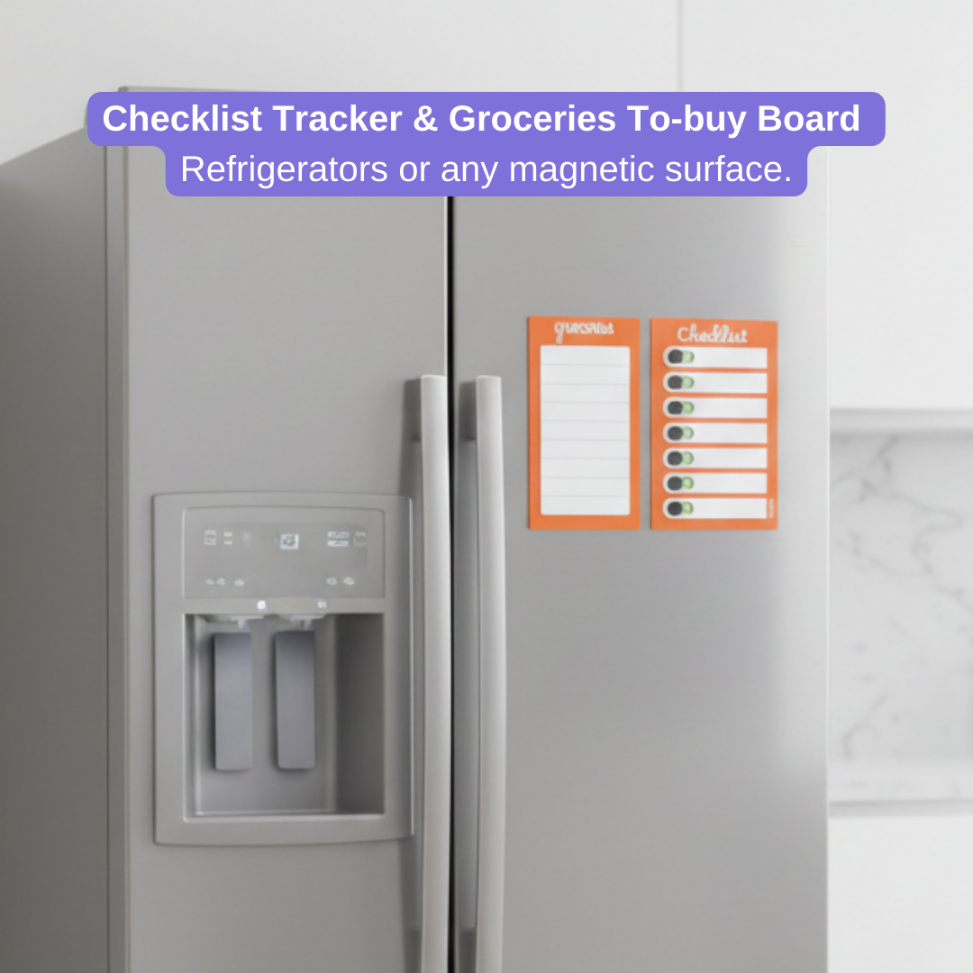 Checklist Tracker and Groceries To-buy Board (With Stand+Magnet)